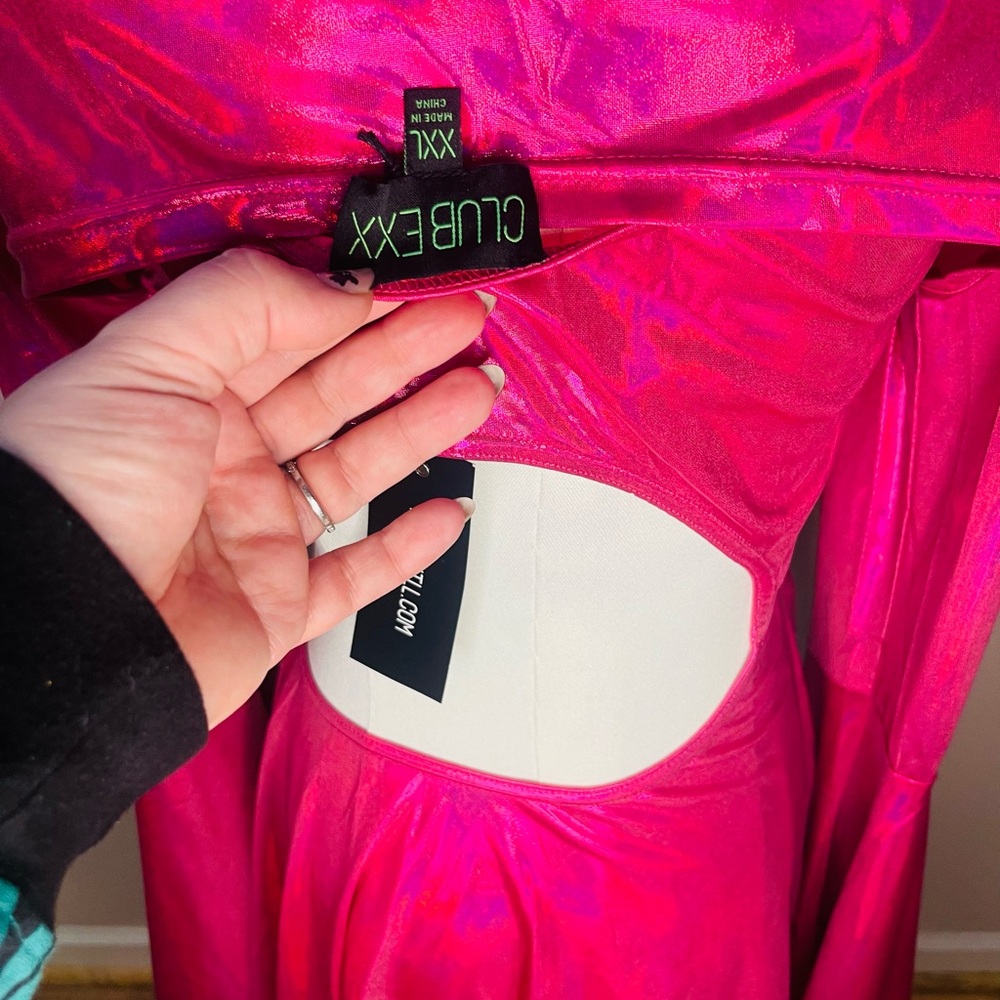 DOLLS KILL - CLUB EXX DAZZLER dress NWT hot metallic pink - Picture 15 of 15